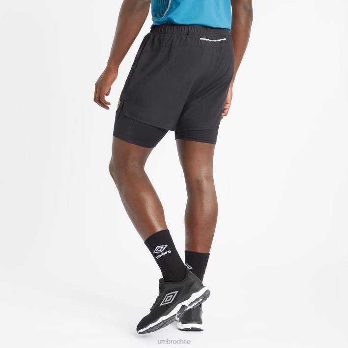 hombres Umbro negro pantalón corto híbrido pro Training Elite ropa FTXL195
