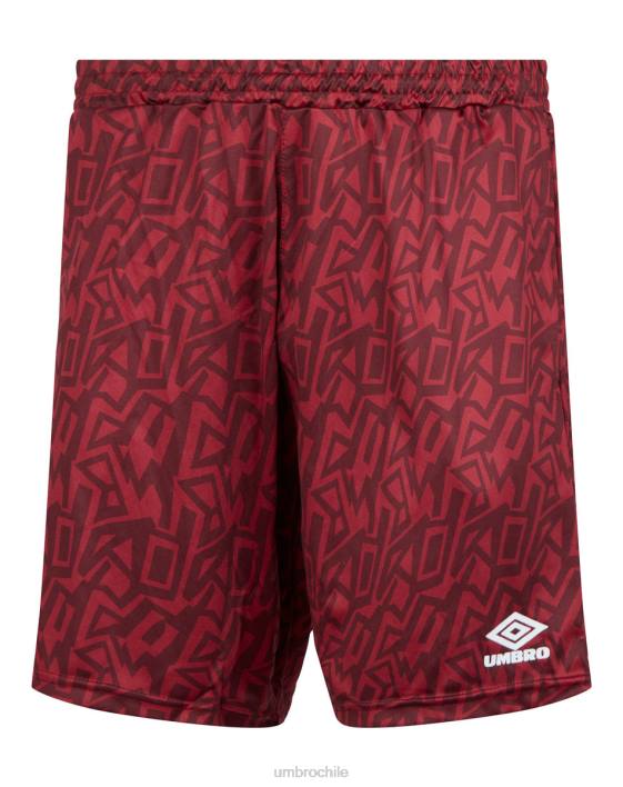 hombres Umbro nuevo burdeos/blanco pantalones cortos de graffiti ropa FTXL226