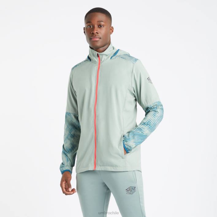 hombres Umbro verde chino/azul coral/geranio chaqueta de ducha con gráfico de entrenamiento profesional ropa FTXL233