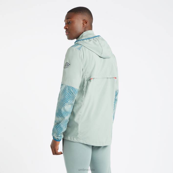 hombres Umbro verde chino/azul coral/geranio chaqueta de ducha con gráfico de entrenamiento profesional ropa FTXL233