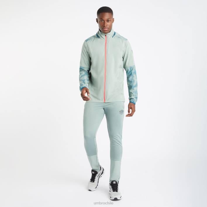 hombres Umbro verde chino/azul coral/geranio chaqueta de ducha con gráfico de entrenamiento profesional ropa FTXL233