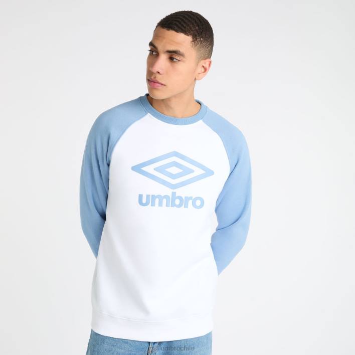 hombres Umbro blanco/encanto sudadera raglán central ropa FTXL112
