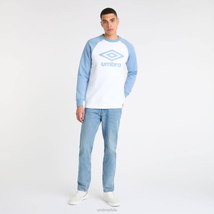 hombres Umbro blanco/encanto sudadera raglán central ropa FTXL112