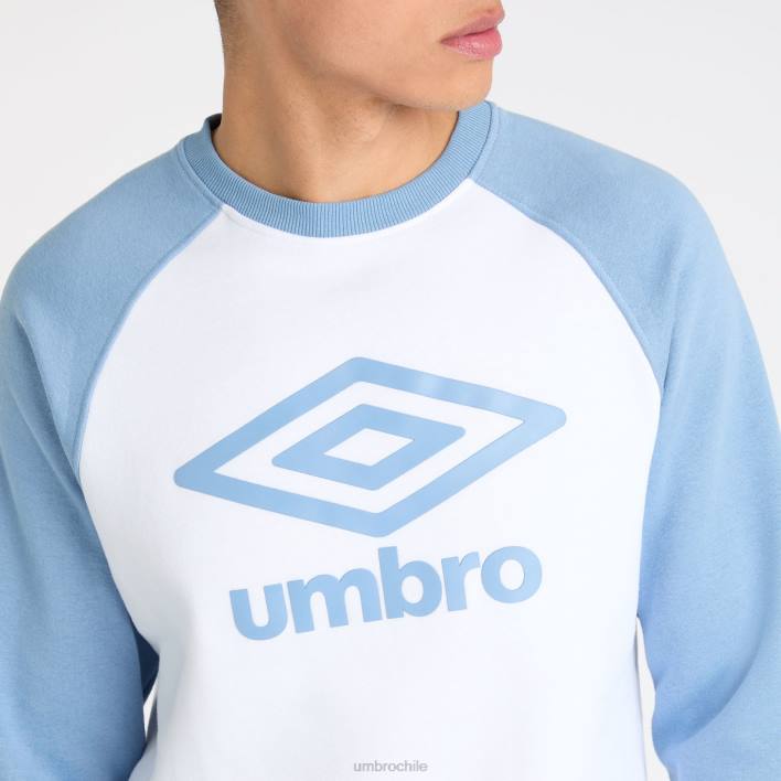 hombres Umbro blanco/encanto sudadera raglán central ropa FTXL112