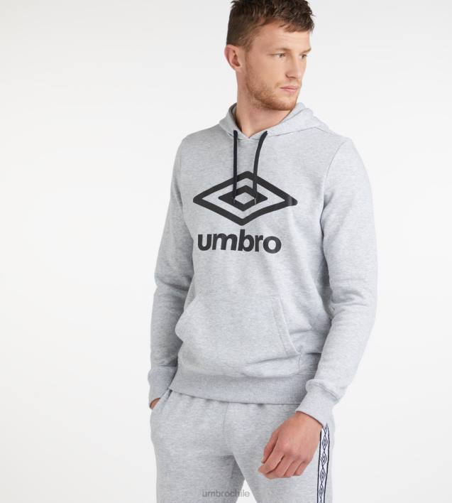 hombres Umbro gris jaspeado/negro sudadera con capucha y logo grande - loopback ropa FTXL96