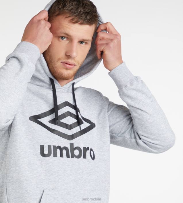 hombres Umbro gris jaspeado/negro sudadera con capucha y logo grande - loopback ropa FTXL96
