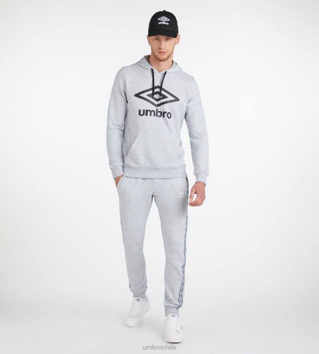 hombres Umbro gris jaspeado/negro sudadera con capucha y logo grande - loopback ropa FTXL96