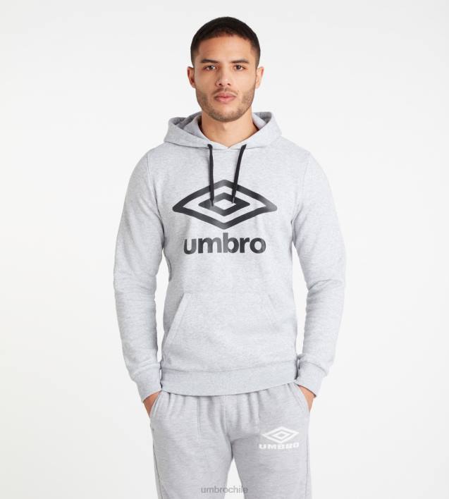 hombres Umbro gris jaspeado/negro sudadera con capucha y logo grande ropa FTXL151