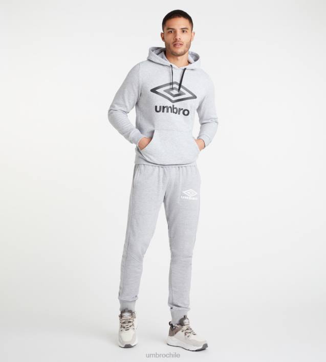 hombres Umbro gris jaspeado/negro sudadera con capucha y logo grande ropa FTXL151