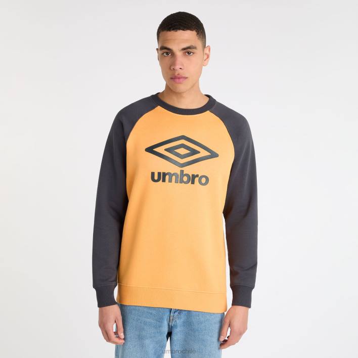 hombres Umbro naranja intenso/azul universitario sudadera raglán central ropa FTXL113