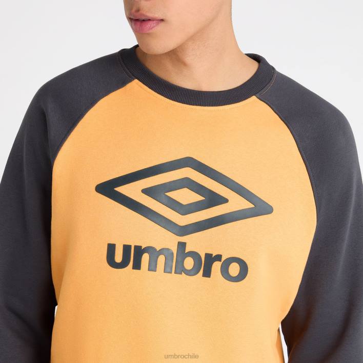 hombres Umbro naranja intenso/azul universitario sudadera raglán central ropa FTXL113