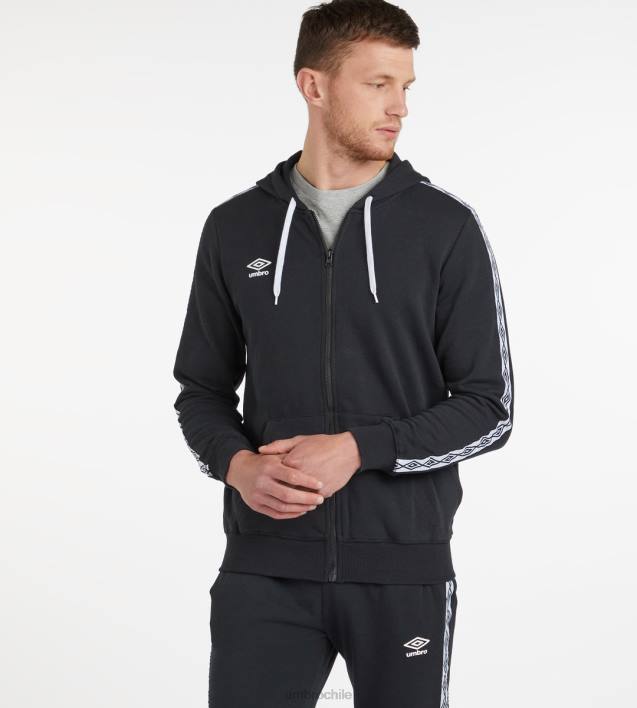 hombres Umbro negro sudadera con capucha y cremallera grabada - loopback ropa FTXL137
