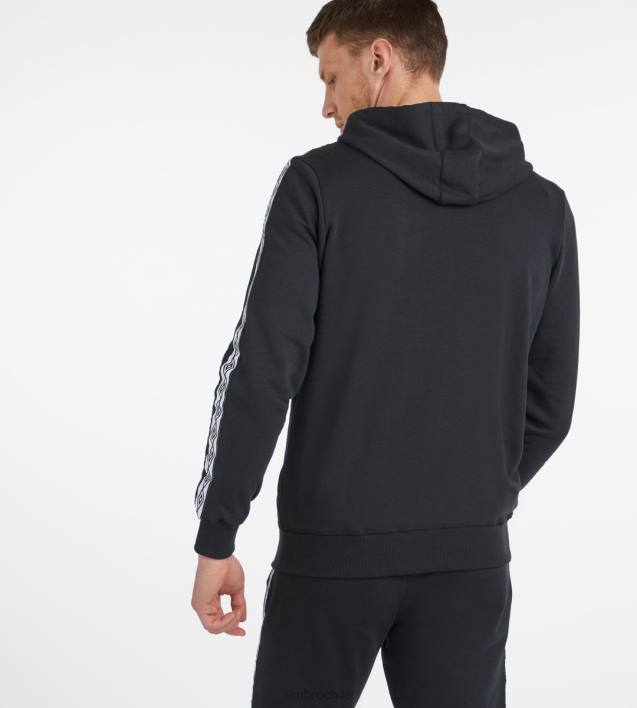 hombres Umbro negro sudadera con capucha y cremallera grabada - loopback ropa FTXL137