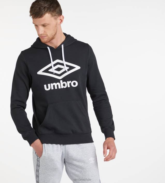 hombres Umbro negro sudadera con capucha y logo grande - loopback ropa FTXL97
