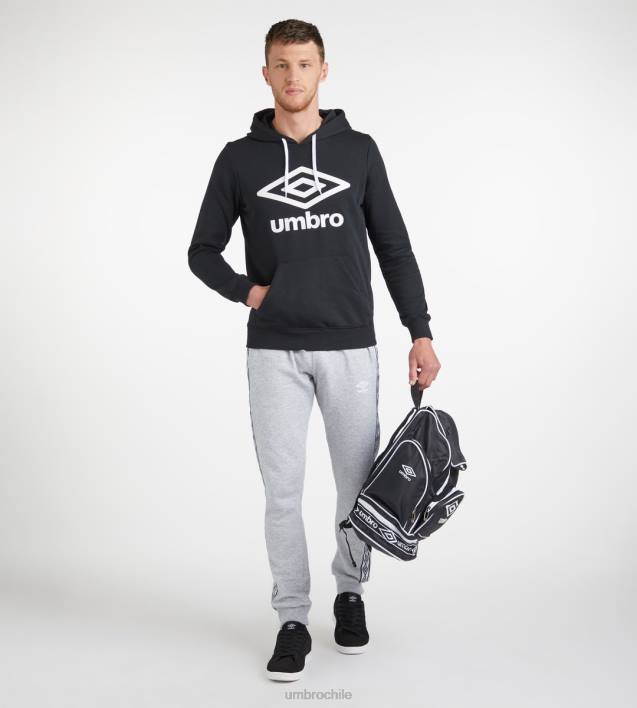 hombres Umbro negro sudadera con capucha y logo grande - loopback ropa FTXL97