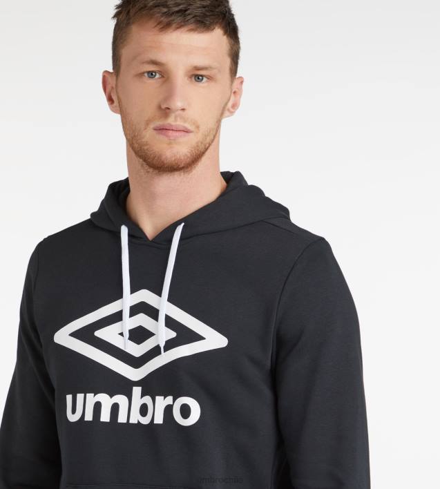 hombres Umbro negro sudadera con capucha y logo grande - loopback ropa FTXL97