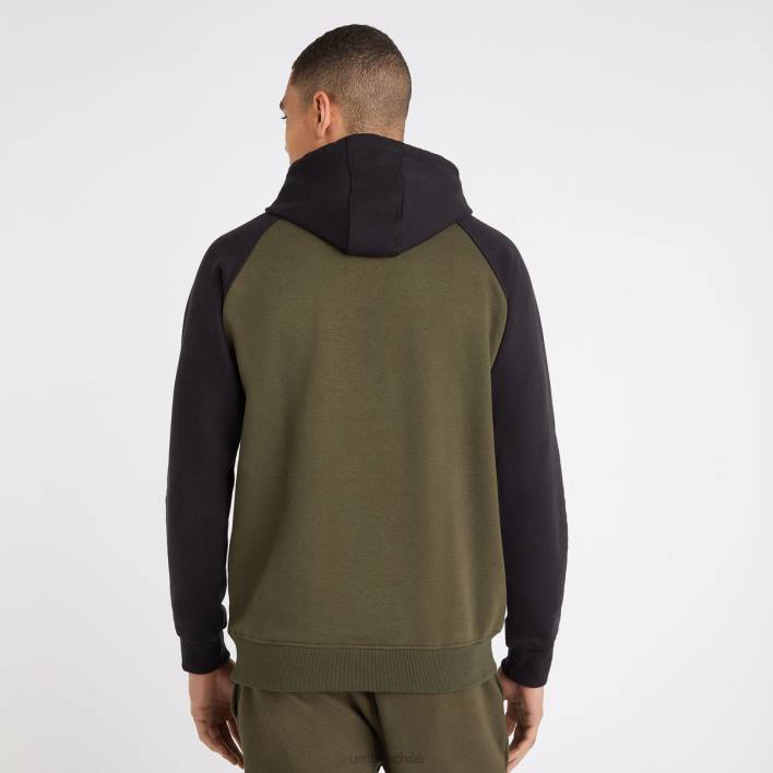 hombres Umbro noche del bosque/negro capucha raglán central ropa FTXL121