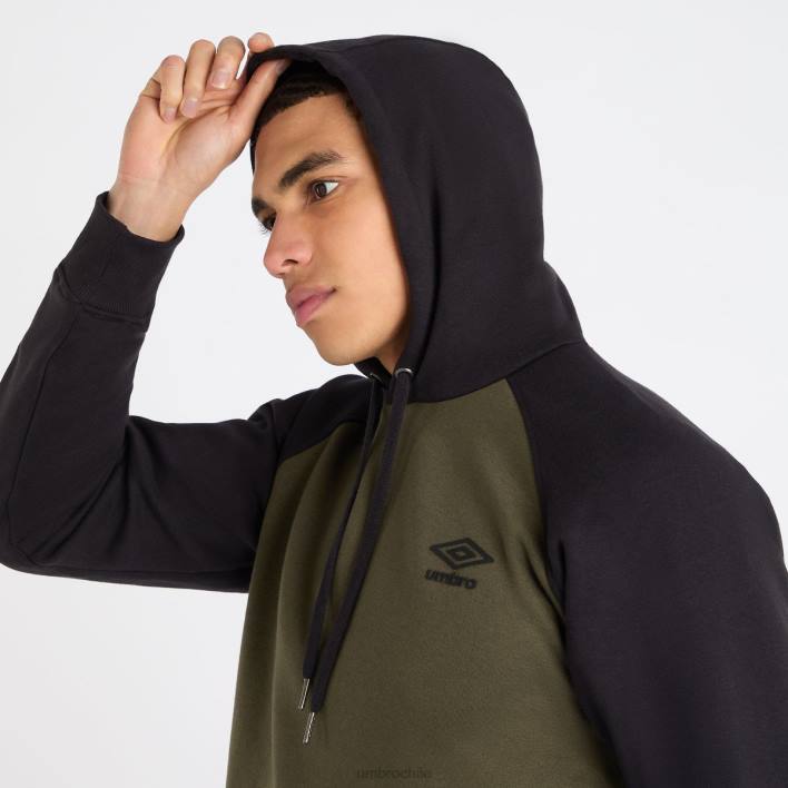 hombres Umbro noche del bosque/negro capucha raglán central ropa FTXL121
