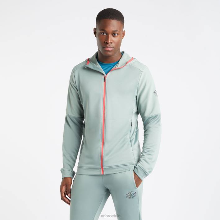 hombres Umbro verde chino/geranio sudadera con capucha pro-training hybrid fz ropa FTXL149