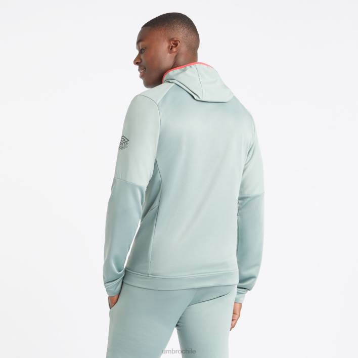 hombres Umbro verde chino/geranio sudadera con capucha pro-training hybrid fz ropa FTXL149