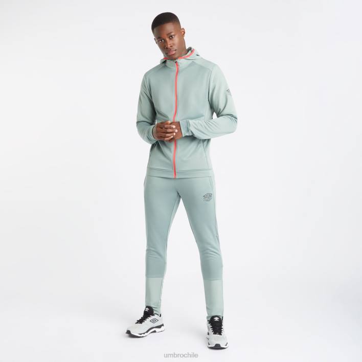 hombres Umbro verde chino/geranio sudadera con capucha pro-training hybrid fz ropa FTXL149