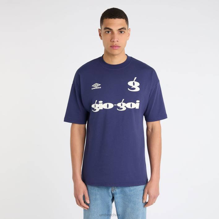 hombres Umbro azul patriota/malvavisco camiseta con logo de gio goi ropa FTXL65