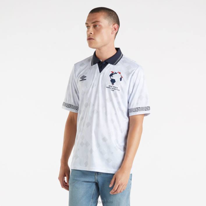 hombres Umbro blanco/azul marino oscuro camiseta local de nuevo orden ropa FTXL3