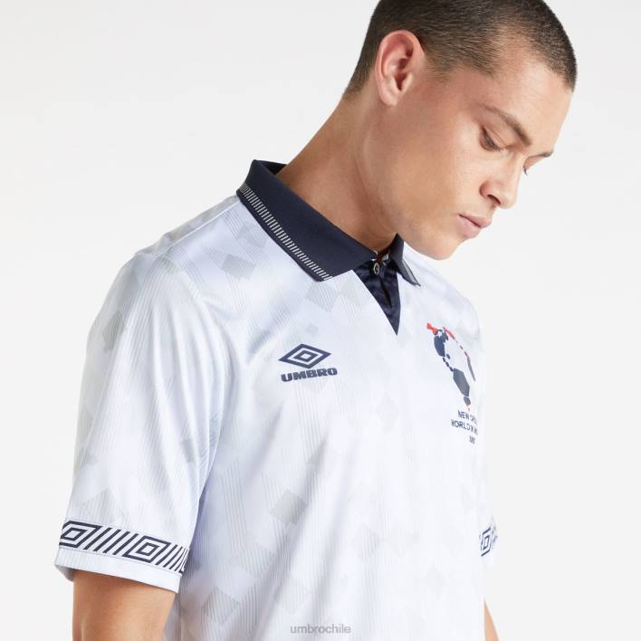 hombres Umbro blanco/azul marino oscuro camiseta local de nuevo orden ropa FTXL3