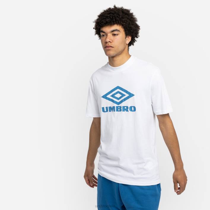 hombres Umbro blanco/azul vallarta camiseta con logo de diamante ropa FTXL69
