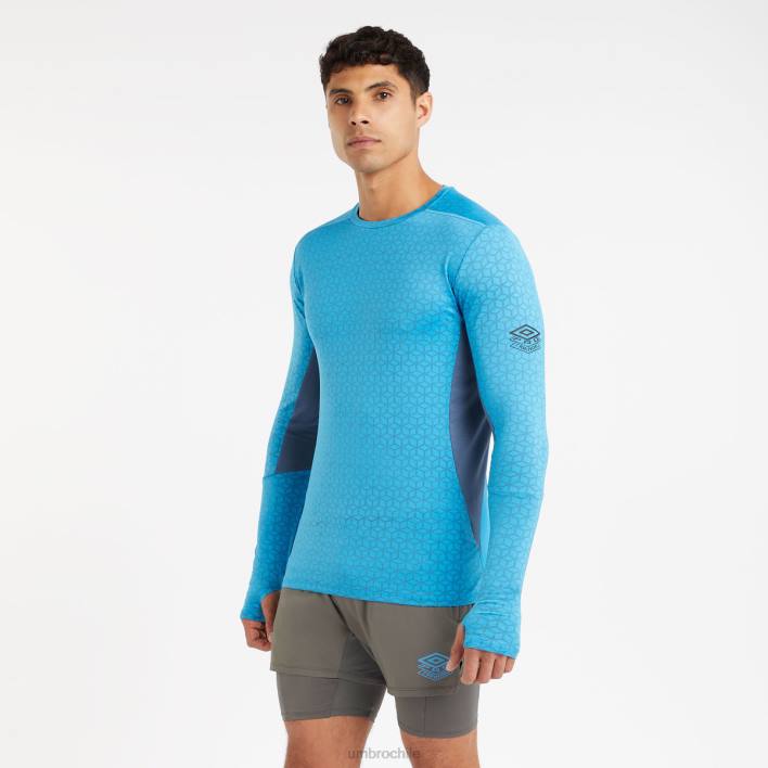 hombres Umbro malibu azul/mar de bering camiseta de running pro entrenamiento elite ls ropa FTXL16