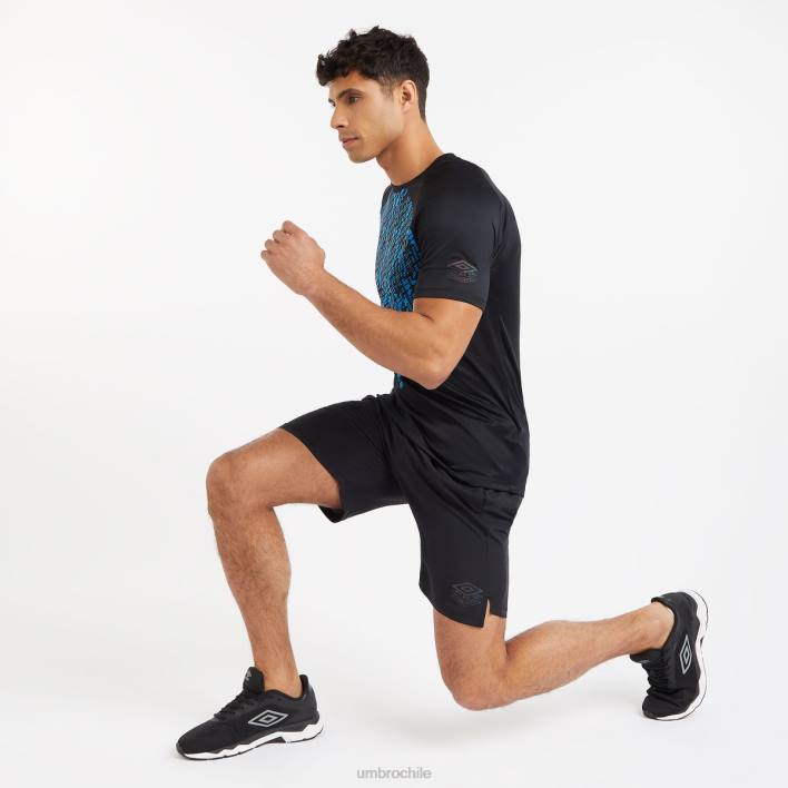 hombres Umbro negro/azul malibu camiseta gráfica de entrenamiento profesional ropa FTXL28