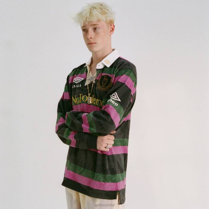 hombres Umbro negro/caqui/morado camiseta de rugby con láser aries ropa FTXL2