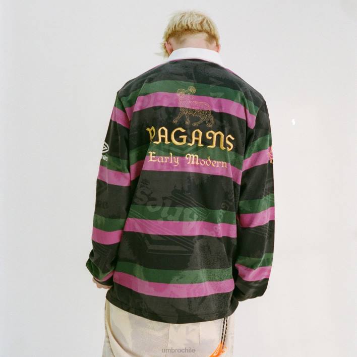 hombres Umbro negro/caqui/morado camiseta de rugby con láser aries ropa FTXL2