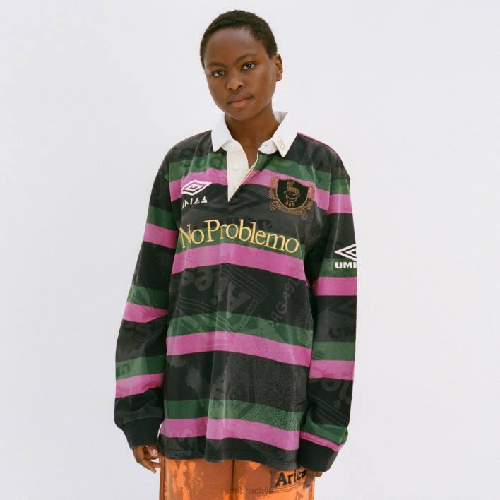 hombres Umbro negro/caqui/morado camiseta de rugby con láser aries ropa FTXL2