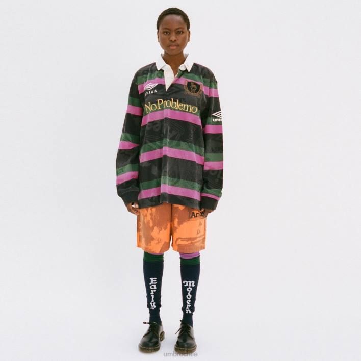 hombres Umbro negro/caqui/morado camiseta de rugby con láser aries ropa FTXL2