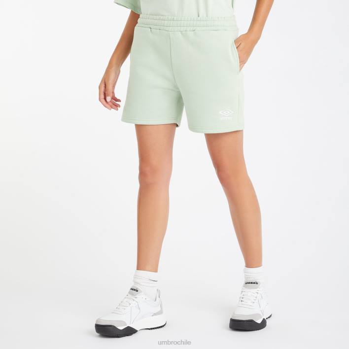 mujer Umbro verde sutil/blanco shorts deportivos centrales ropa FTXL498