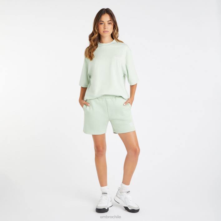 mujer Umbro verde sutil/blanco shorts deportivos centrales ropa FTXL498