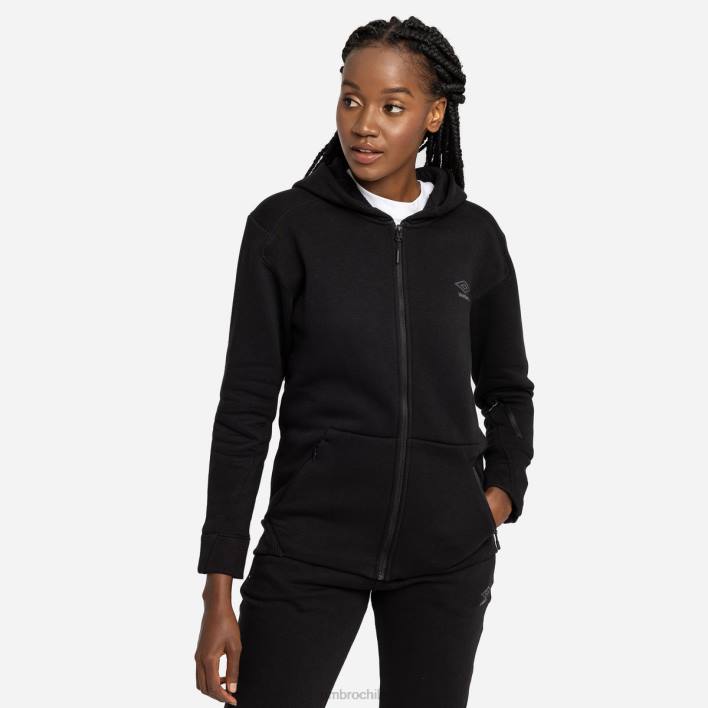 mujer Umbro negro chaqueta con capucha pro polar elite ropa FTXL519