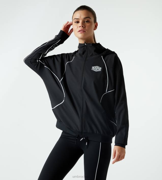 mujer Umbro negro chaqueta cortavientos retro clásica ptf ropa FTXL520