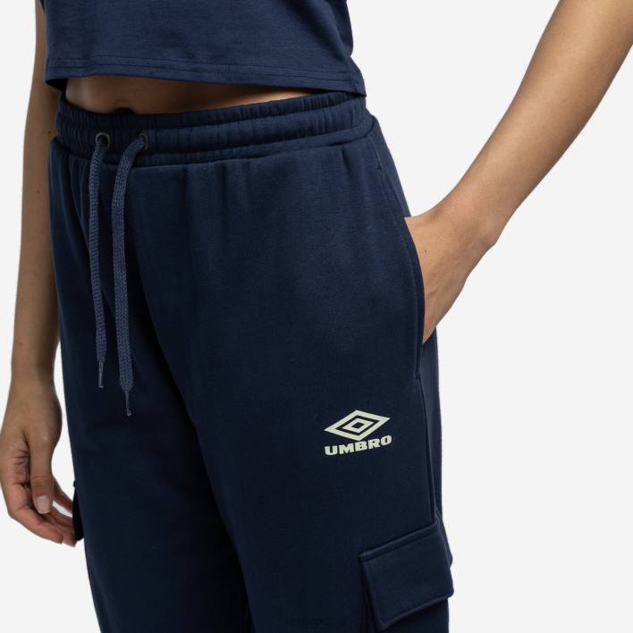mujer Umbro humor índigo/espuma de mar pantalones deportivos con bolsillo utilitario con diamantes ropa FTXL475