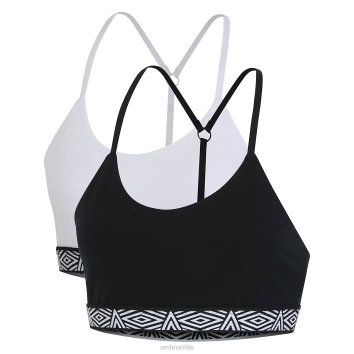mujer Umbro blanco negro Pack de 2 tops de sujetador con tiras para mujer Core ropa FTXL540