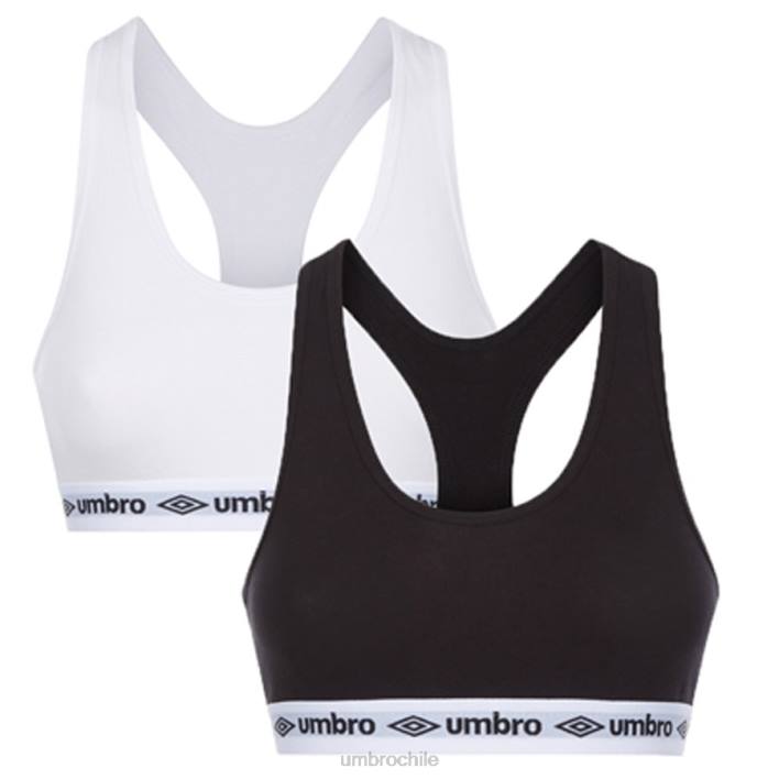 mujer Umbro blanco negro paquete de 2 sujetadores básicos ropa FTXL556