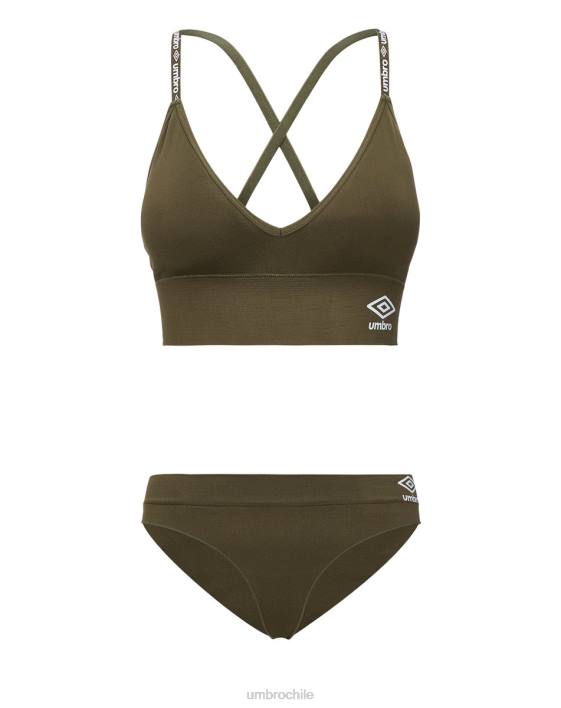 mujer Umbro caqui Conjunto de tanga y sujetador sin costuras Lucy ropa FTXL552