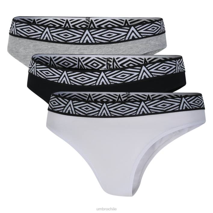 mujer Umbro negro/gris/blanco pack de 3 tangas core ropa FTXL535