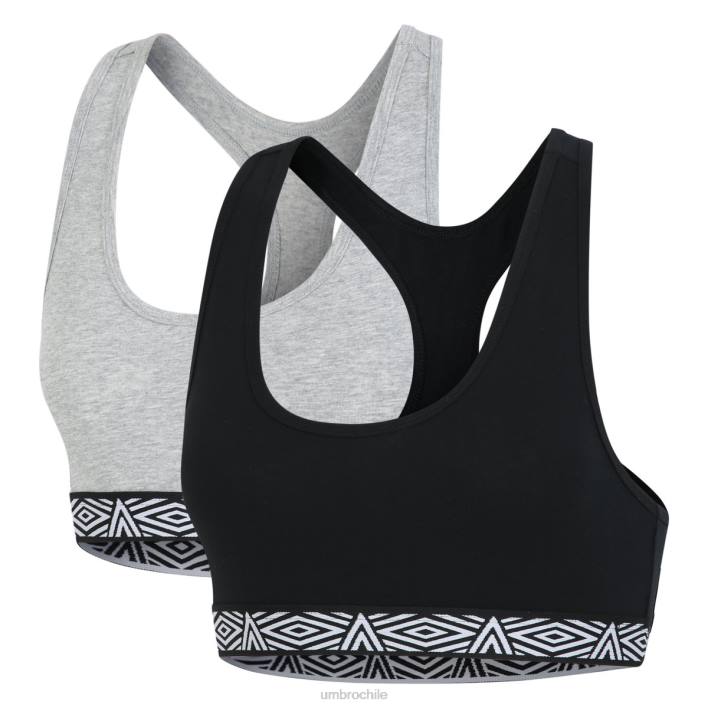 mujer Umbro negro/gris jaspeado Pack de 2 tops de sujetador Core para mujer ropa FTXL538
