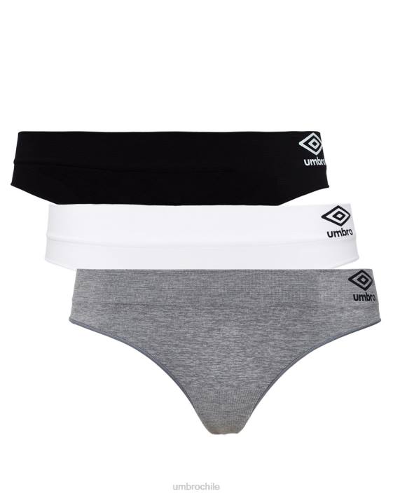 mujer Umbro negro/gris jaspeado/blanco tanga sin costuras kim (paquete de 3) ropa FTXL547