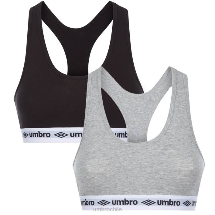 mujer Umbro negro/gris m paquete de 2 sujetadores básicos ropa FTXL557