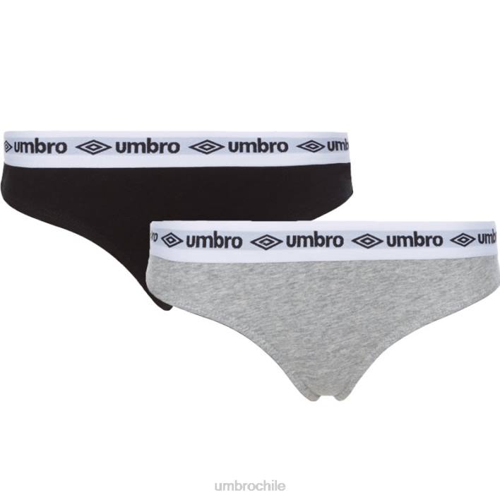 mujer Umbro negro/gris m paquete de 2 tangas Core ropa FTXL554