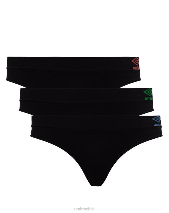 mujer Umbro negro tanga sin costuras beth (paquete de 3) ropa FTXL546