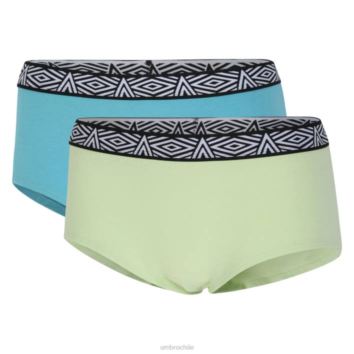 mujer Umbro verde/turquesa Pack de 2 hipsters Core para mujer ropa FTXL543